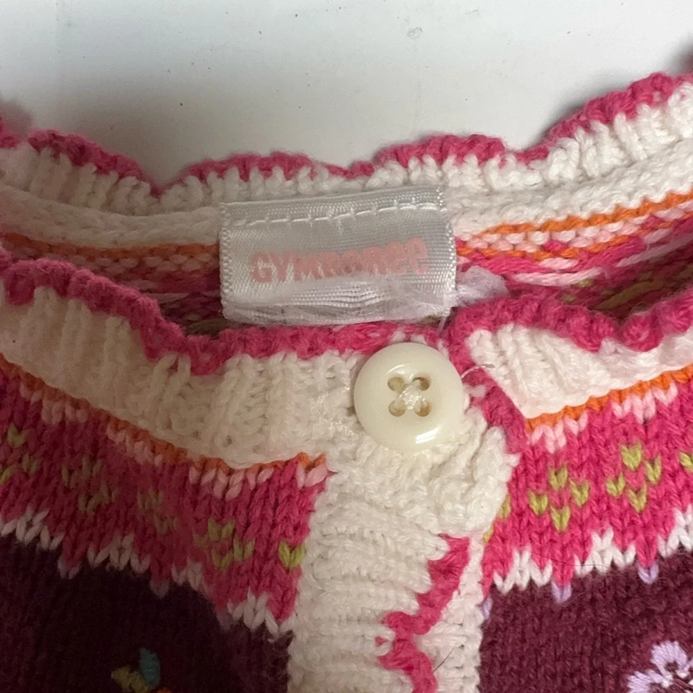 Vintage Gymboree‎ Pink and White Knit Cardigan